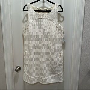 Sharagano Textured Cream Sleeveless Dress Size 16 NWT